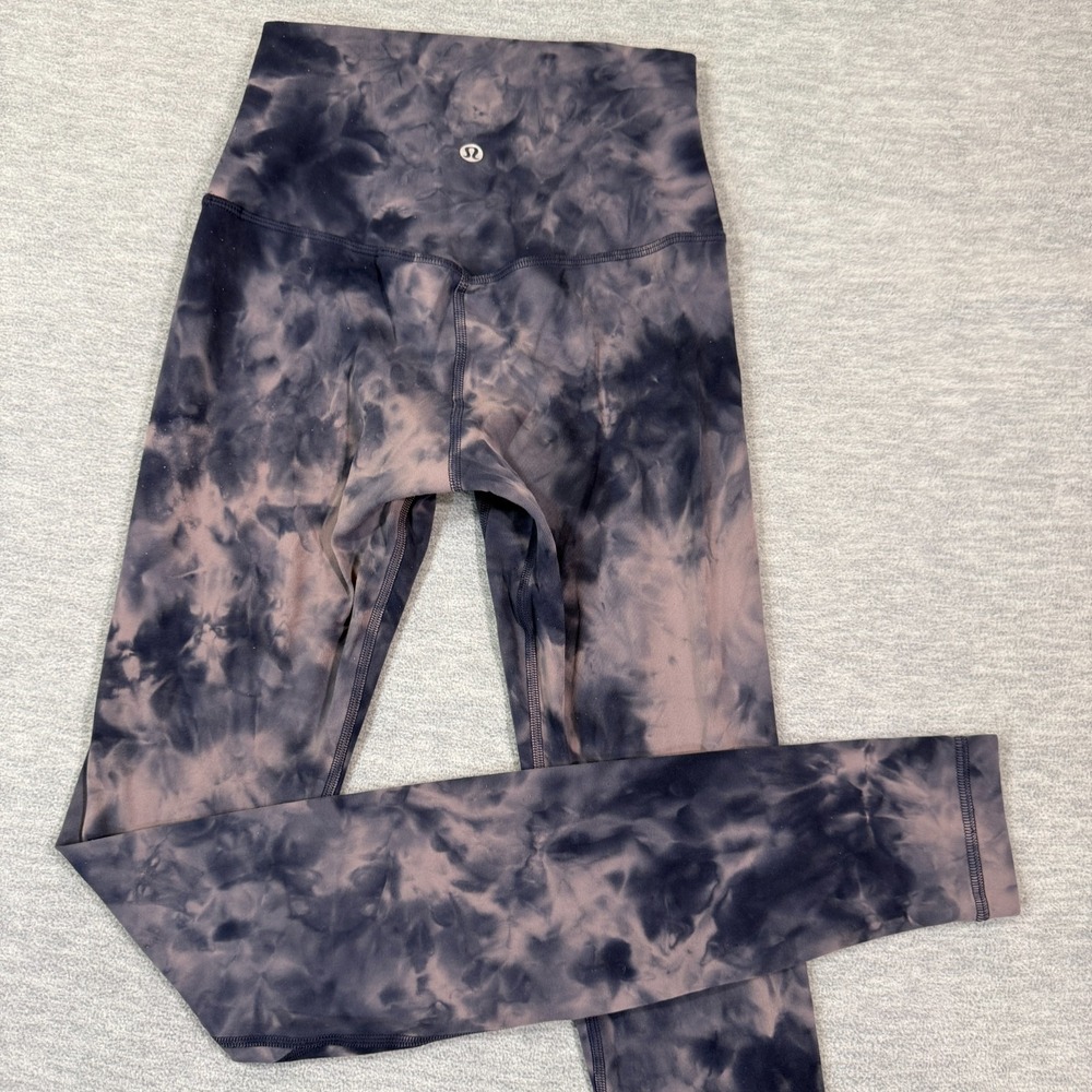 Lululemon Leggings Women 2 Purple Marble Tie Dye High Rise Wunder Under Yoga Pan